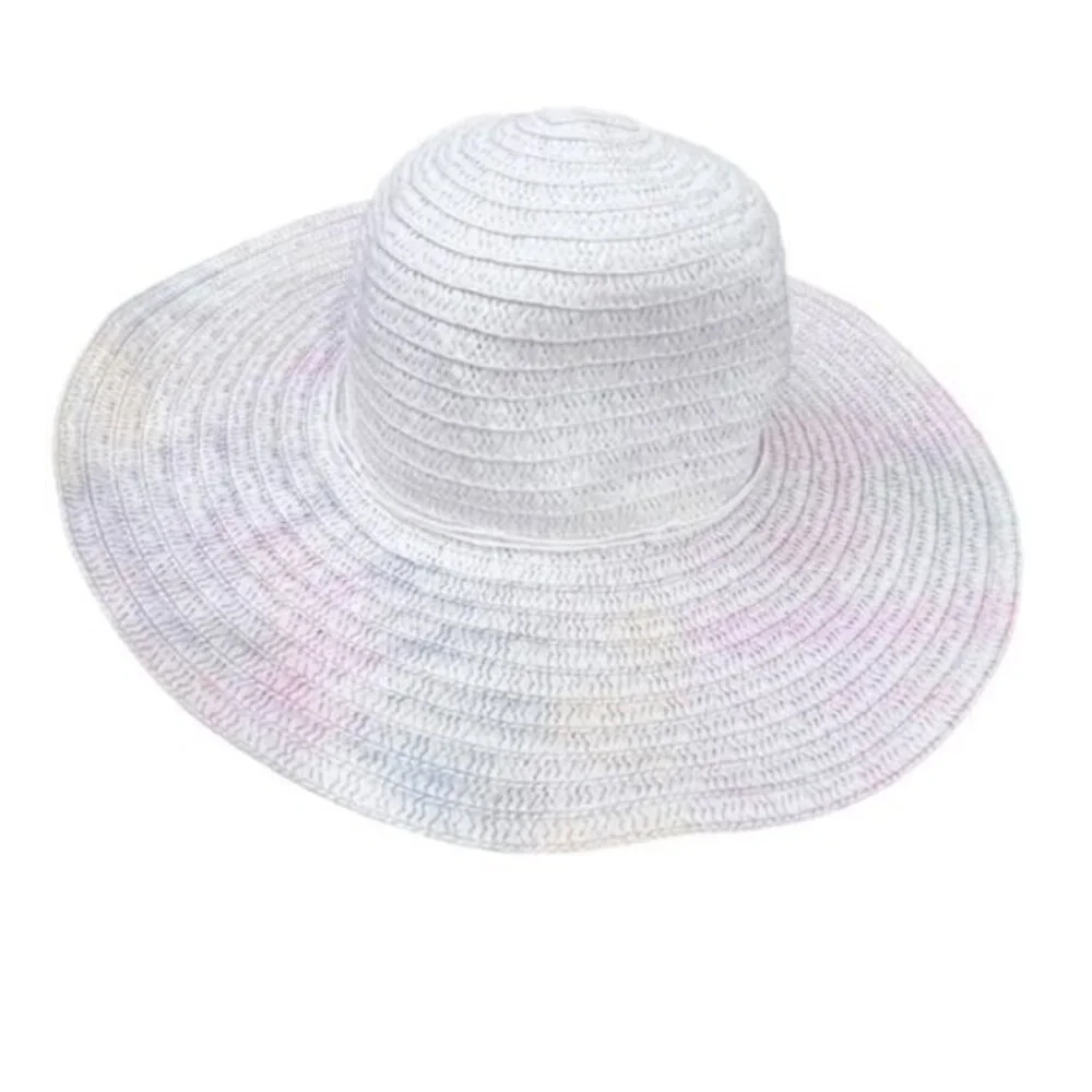 Womens Floppy Sun Hat Wide Brim White Pastel Colors Beach Vacation‎ Pool Travel